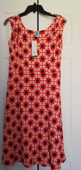 Red & Roy Blue Geometric Sleeves Dress - Picture 2 of 7